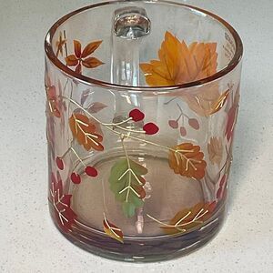 Fall Leaves Iridescent Etched Glass Heavyweight Coffee Mug